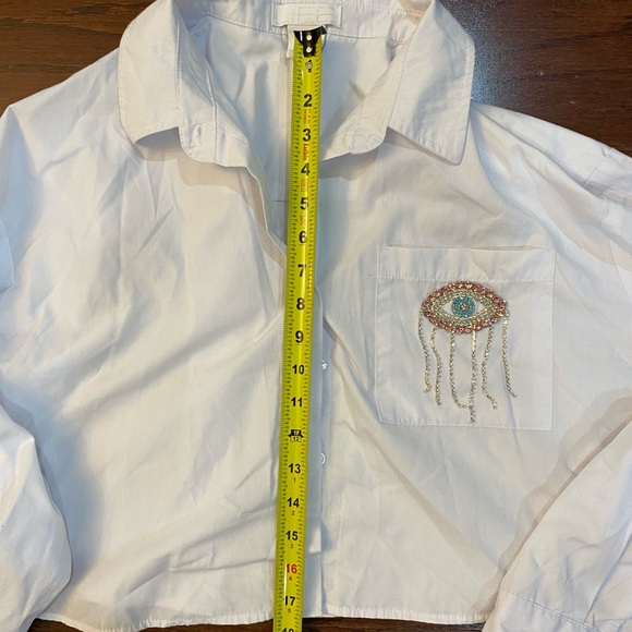 Hamsa  Evil Eye All Seeing Eye White Button Up Shirt Size L - Picture 4 of 5